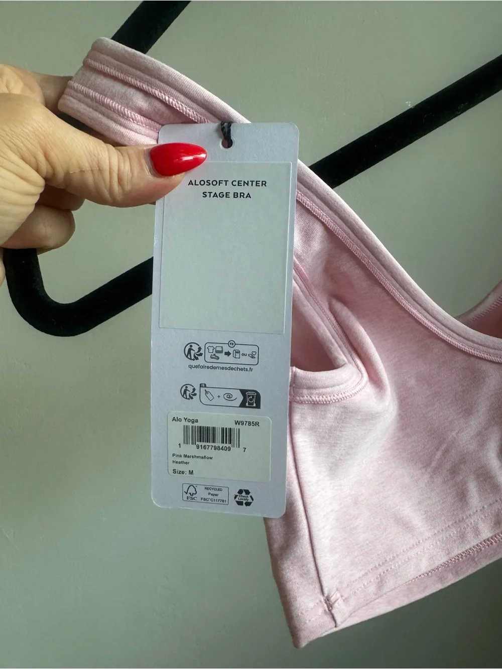 127. Alo Alosoft Center Stage Bra - Pink Marshmallow Heather